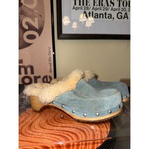Y2K UGG Austalia Suede Light Blue Kalie Studded Clogs | Size 7 | Vintage Boho